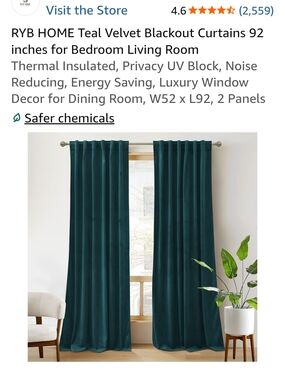 Teal Velvet Blackout Curtain Panels - Luxury Thermal Drapes